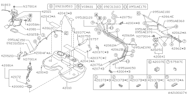 1998 Subaru Forester Pipe Clamp Diagram for 42128FC000