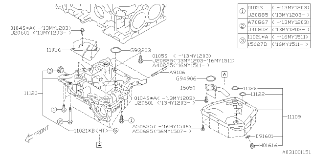 2016 Subaru BRZ Pan Assembly Oil Diagram for 11109AA222