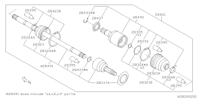 2014 Subaru BRZ Drive Shaft Assembly Diagram for 28421CA000