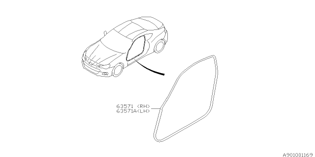 2014 Subaru BRZ WEATHERSTRIP Body Side FLG RH Diagram for 63571CA000