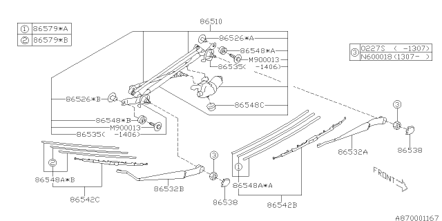 2014 Subaru BRZ WIPER Assembly Front Diagram for 86510CA010