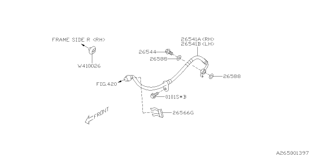 2017 Subaru BRZ Brake Hose Rear RH Diagram for 26541CA040