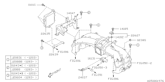 2013 Subaru BRZ PROTR Intake Manifold Diagram for 14047AA991