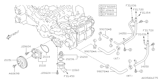 2013 Subaru BRZ Hose Water Diagram for 99078AB210