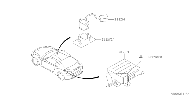 2018 Subaru BRZ Microphone Assembly Diagram for 86234CA000
