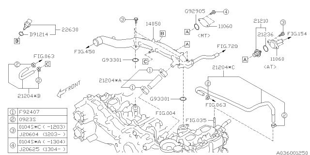 2013 Subaru BRZ Hose Assembly Pre Heater Diagram for 21204AB250