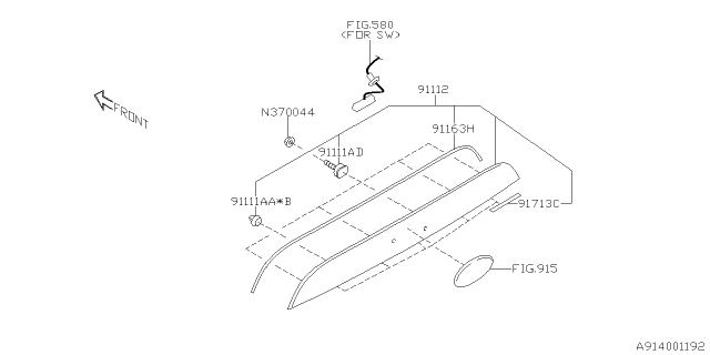 2018 Subaru BRZ GARNISH Assembly Trunk Diagram for 91112CA300L1