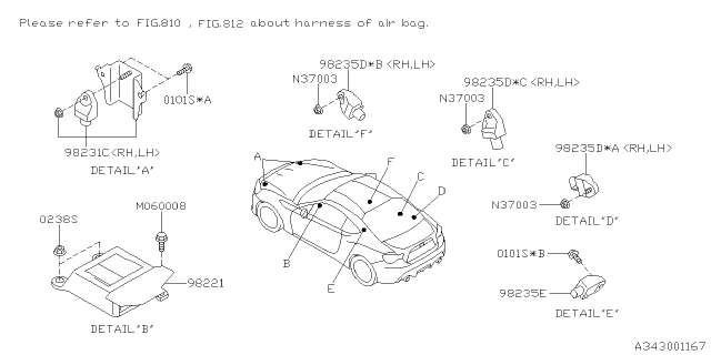 2015 Subaru BRZ Air Bag SATL Sensor SDDR Diagram for 98237CA020