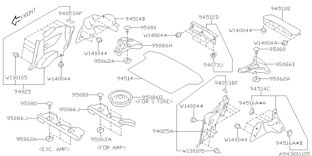 2016 Subaru BRZ Trunk Room Trim Diagram