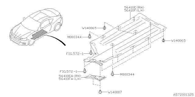 2020 Subaru BRZ Under Cover R FLH Diagram for 56411CA050