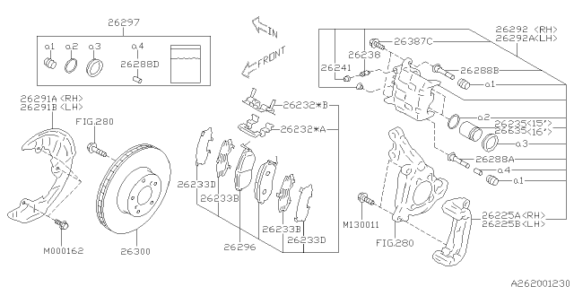 2015 Subaru BRZ Brake Pad Kit Front Diagram for 26296SC010