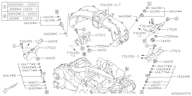 2013 Subaru BRZ INJECTOR Sub Assembly Diagram for 16611AA860