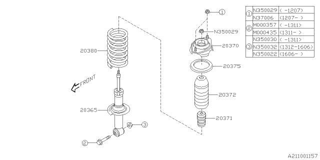 2014 Subaru BRZ Rear Coil Spring Diagram for 20380CA010