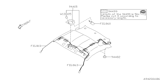 2020 Subaru BRZ Trim Panel Roof Diagram for 94415CA130VH