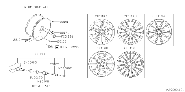 2020 Subaru BRZ Aluminium Disc Wheel Diagram for 28111CA070