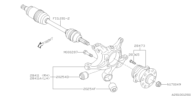2019 Subaru BRZ Housing Assembly Rear RH Diagram for 28411CA000