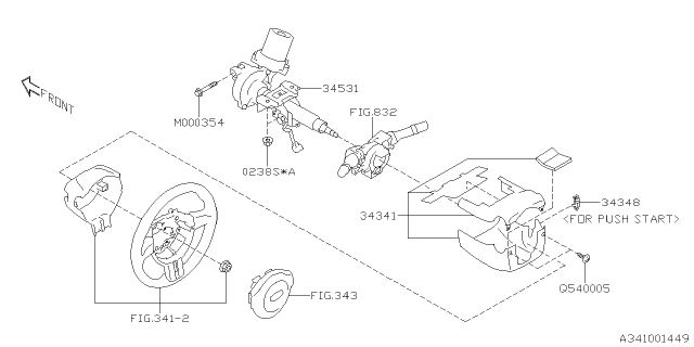 2015 Subaru BRZ Column Assembly Diagram for 34500CA050