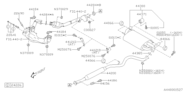 2016 Subaru BRZ MUFFLER Assembly Diagram for 44300CA080