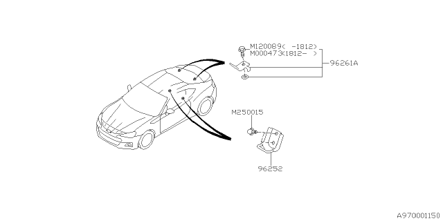 2019 Subaru BRZ Child Anchor Set Diagram for 96261SA011