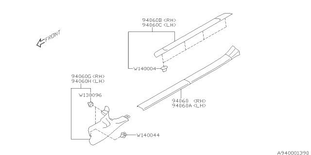 2020 Subaru BRZ Cover Side SILL Front Right Diagram for 94060CA090VH