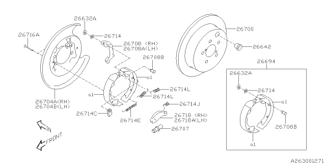 2019 Subaru BRZ Brake Shoe Repair Kit Diagram for 26694CA001