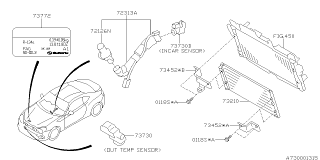 2016 Subaru BRZ CONDENSER Assembly Diagram for 73210CA000