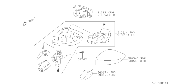 2015 Subaru BRZ Cover Cap Out MIRLH Diagram for 91054CA010B5