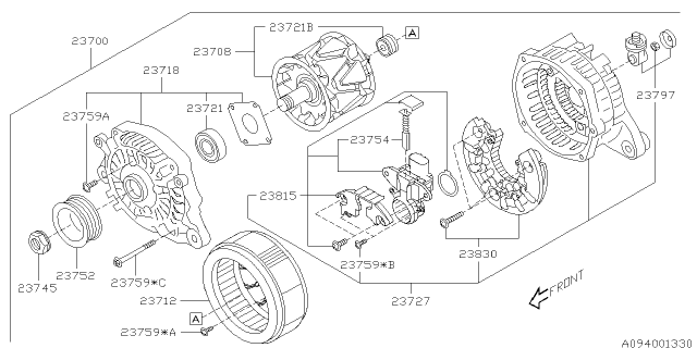 2015 Subaru BRZ Cover Assembly ALTERNATOR Front Diagram for 23718AA260