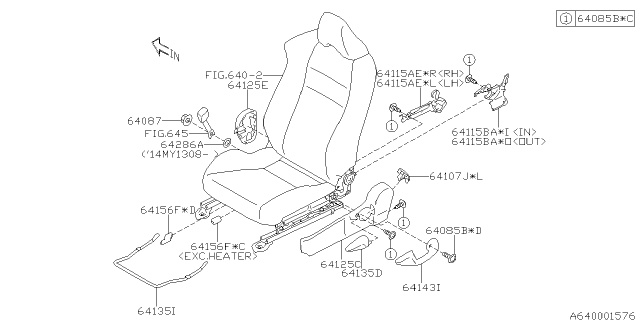 2018 Subaru BRZ Protector Cushion FRM LH Diagram for 64156CA010