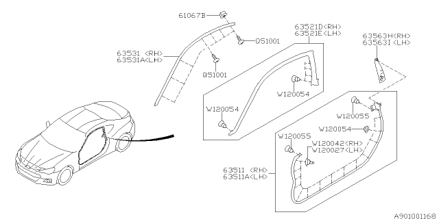 2013 Subaru BRZ Weather Strip Diagram 2