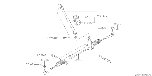 2019 Subaru BRZ Steering Universal Joint Assembly Lower Diagram for 34170CA010