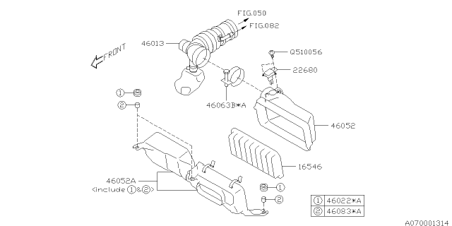 2013 Subaru BRZ Case Air Cleaner Upper Diagram for 46052CA010
