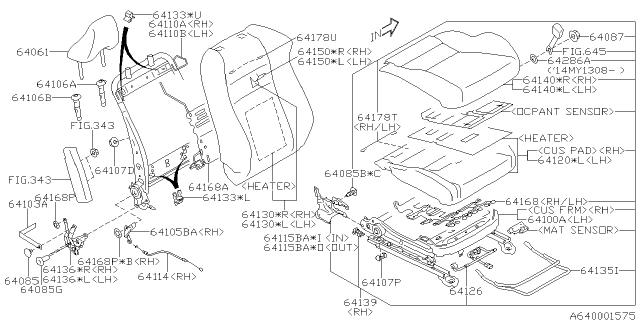2018 Subaru BRZ Head Rest Assembly Front Diagram for 64061CA260VL