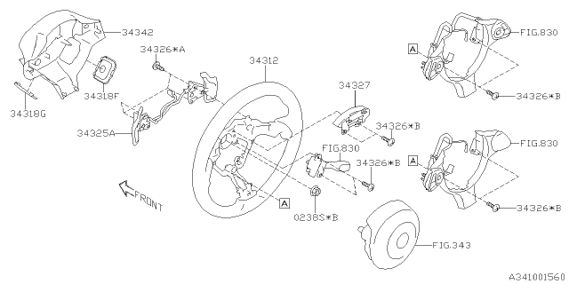 2019 Subaru BRZ Cover Steering Wheel Lowe Diagram for 34317CA040