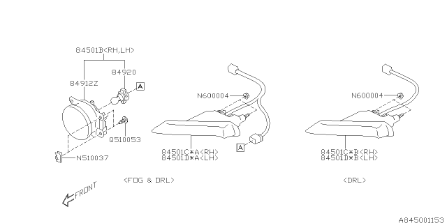 2015 Subaru BRZ Lamp Assembly Day Time Running Diagram for 84502CA041