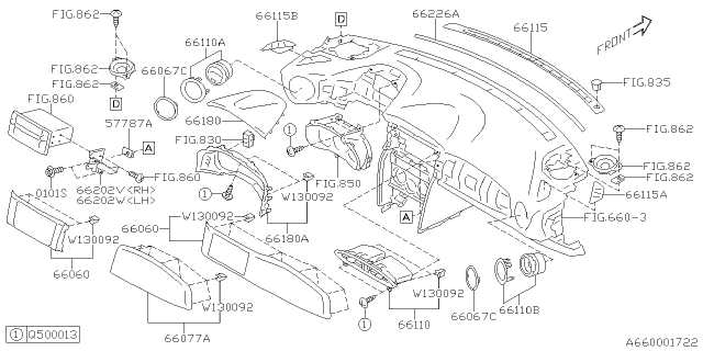 2018 Subaru BRZ Visor Combination Meter Diagram for 66180CA270