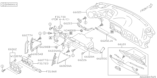 2018 Subaru BRZ Panel Assembly Heater A Diagram for 66062CA040