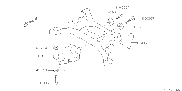 2015 Subaru BRZ Cushion Rub Differential Rear LH Diagram for 41322CA000