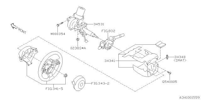 2019 Subaru BRZ Column Cover Assembly Diagram for 34341CA050VH