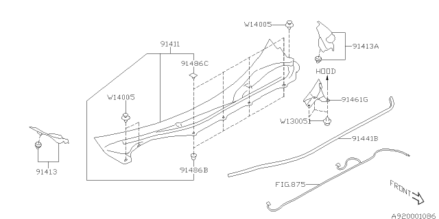 2013 Subaru BRZ COWL Panel Side RH Diagram for 91423CA000