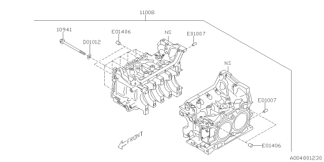 2014 Subaru BRZ Block Assembly Cylinder Diagram for 11010AB310