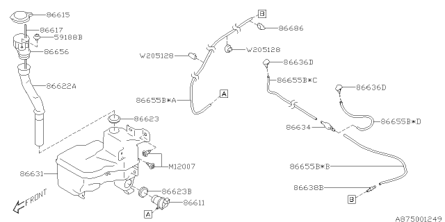 2020 Subaru BRZ Front Washer Reservoir Diagram for 86631CA000