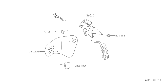 2015 Subaru BRZ Pedal Assembly Accelerator Ls Diagram for 36010CA070