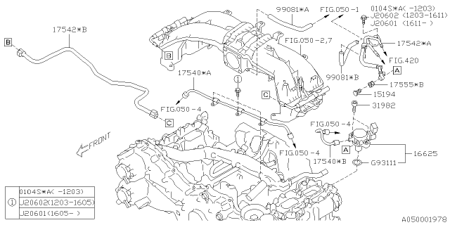 2013 Subaru BRZ High Pressure Fuel Pump Assembly Diagram for 16625JB000