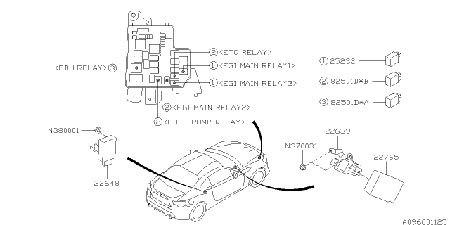 2017 Subaru BRZ Relay & Sensor - Engine Diagram