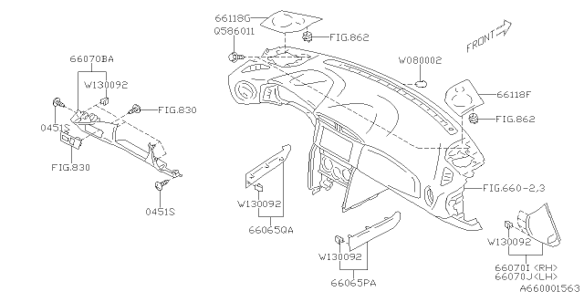 2015 Subaru BRZ Cover Assembly Ip C LH Diagram for 66241CA010