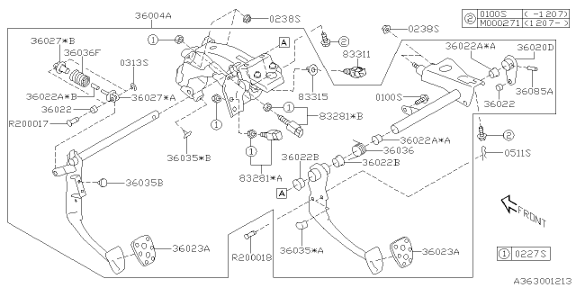 2017 Subaru BRZ Pedal Assembly LH Mt LMS Diagram for 36004CA012