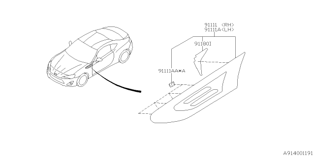2016 Subaru BRZ Outer Garnish Diagram 2
