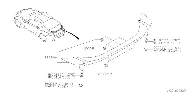 2015 Subaru BRZ Spoiler Diagram 1