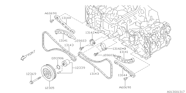 2019 Subaru BRZ TENSIONER Chain Diagram for 13142AA160